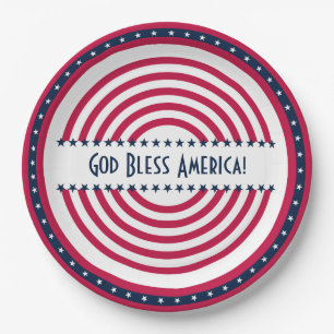 Custom Sprichwort God Bless America Stars n Strips Pappteller