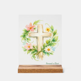 Custom Spring Cross Acrylic "Renewed in Christ" Acrylschild