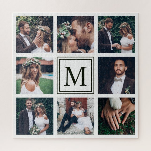 Custom Square Collage 8 Wedding Foto Monogram (Vertikal)