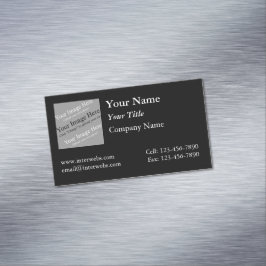 Custom Square Logo Black Background White Text Magnetische Visitenkarte