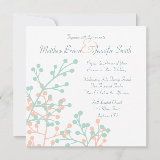 Custom Square Rustic Floral Wedding Invitation Einladung (Vorderseite)