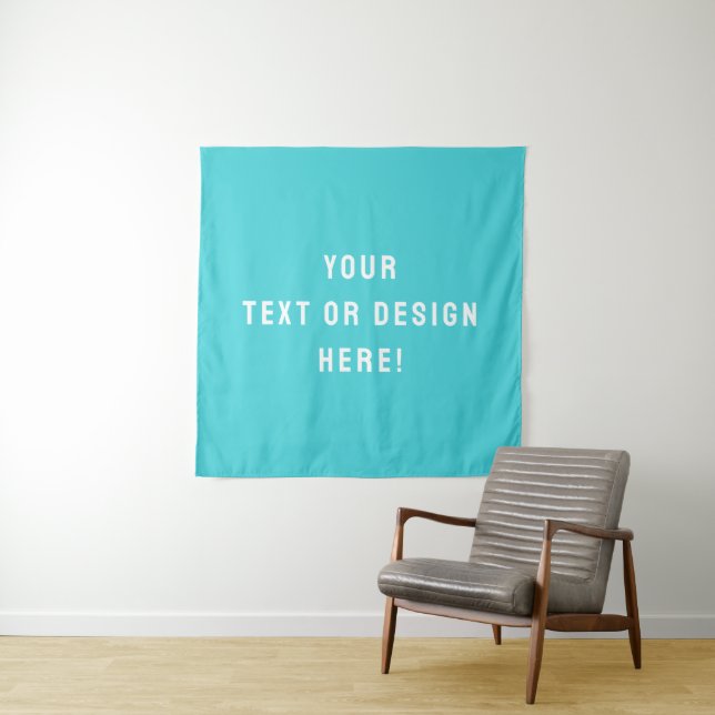 Custom Square Tapestry - Cyan Blue & Personalisier Wandteppich (Beispiel)