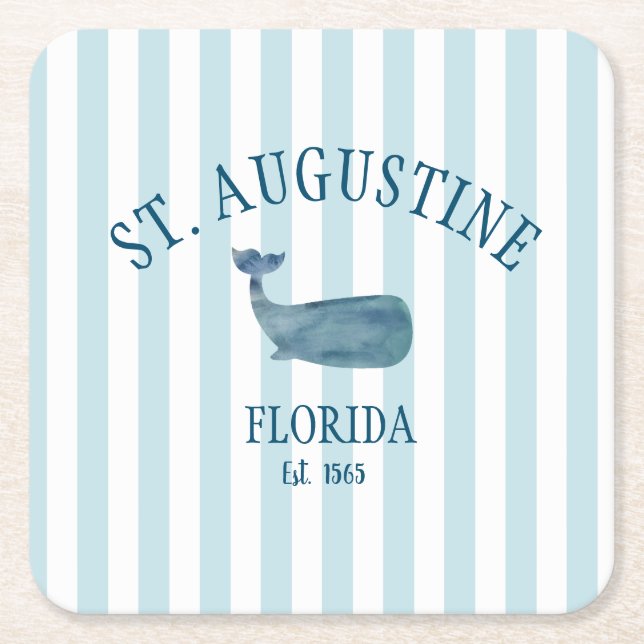 Custom St Augustine Florida Est Beach Whale Rechteckiger Pappuntersetzer (Vorderseite)