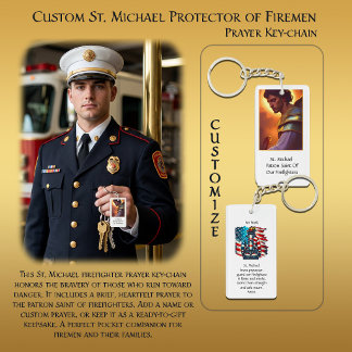 Custom St. Michael Protector der Firemen Gebet Schlüsselanhänger