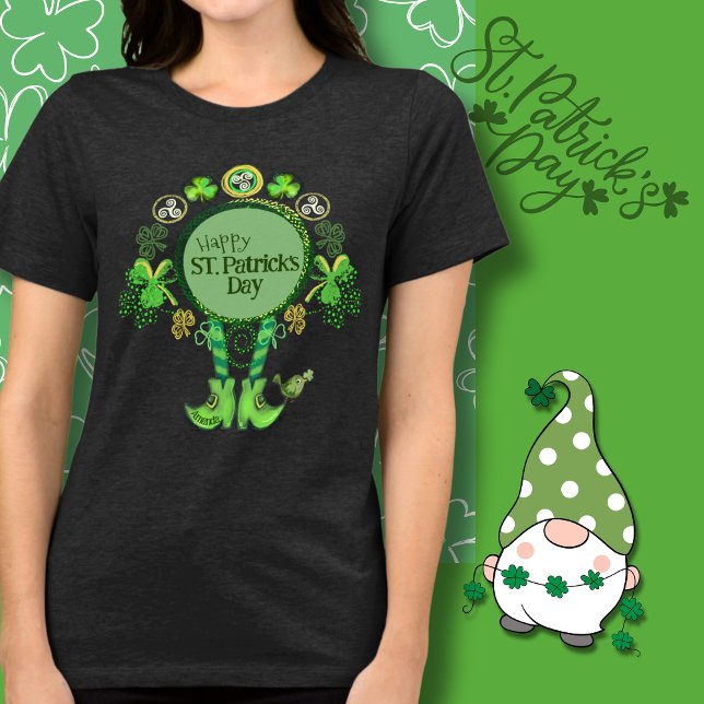 Custom St. Patrick's Day Bird Kleeblatt Black Tri-Blend Shirt (Custom St. Patrick's Day Bird Shamrock Black Tri-Blend Shirt )