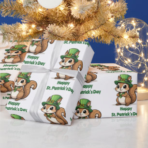 Custom St. Patrick's Day Eichhörnchen mit Green Ha Geschenkpapier