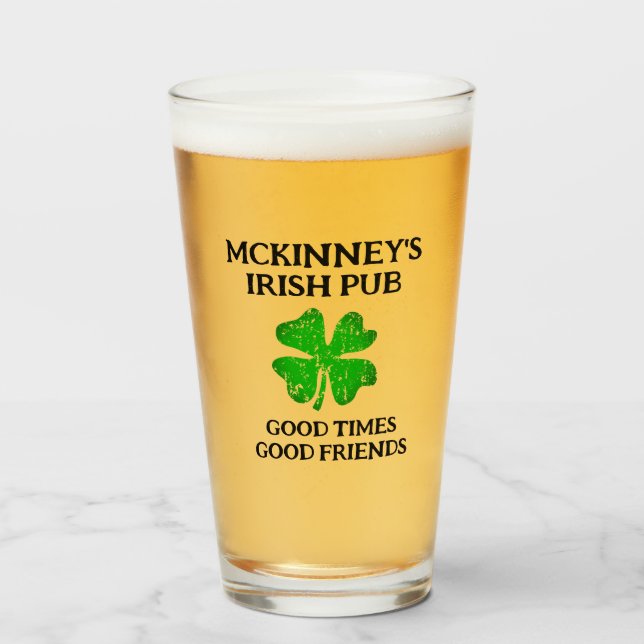 Custom St Patrick's Day Irish Pub Bierbrille Glas (Vorne (Gefüllt))