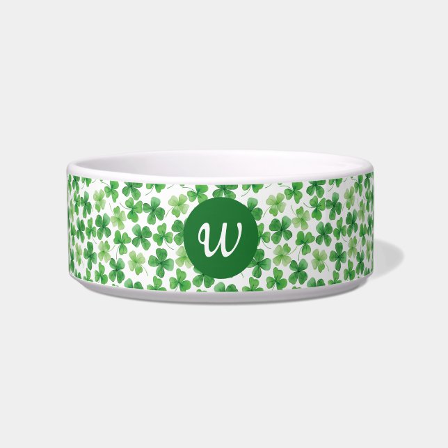 Custom St Patrick's Day Kleeblatt Green Clover Pet Napf (Vorderseite)