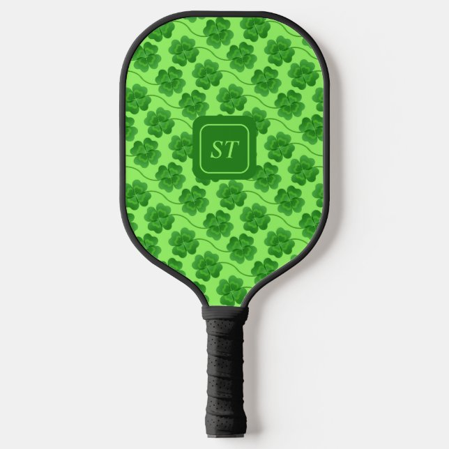 Custom St Patrick's Day Kleeblatt Green Clover Pickleball Schläger (Vorderseite)