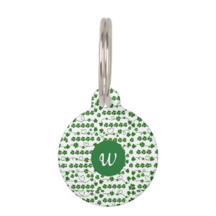 Custom St Patrick's Day Kleeblatt Herz Weiß Grün Haustiermarke