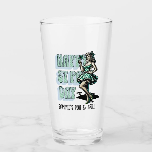 Custom St Patrick's Day Pinup Girl mit Kleeblatt Glas (Vorderseite)