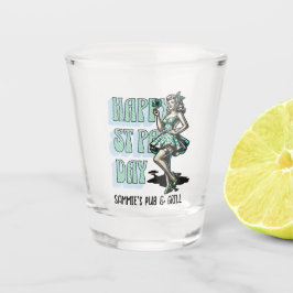 Custom St Patrick's Day Pinup Girl mit Kleeblatt Schnapsglas