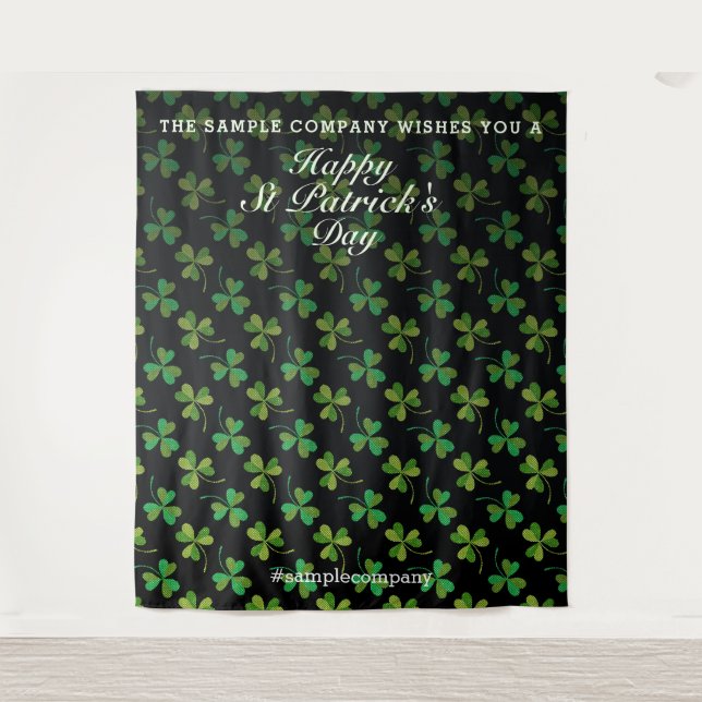 Custom St Patrick's Day Selfie Hintergrund-Kleebla Wandteppich (Vorderseite)