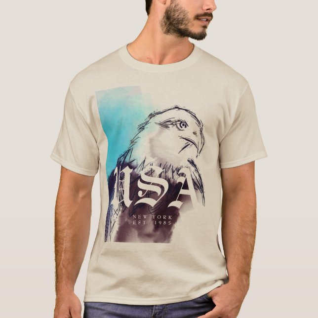 Custom Staat and Year USA Bald Eagle T-Shirt (Vorderseite)