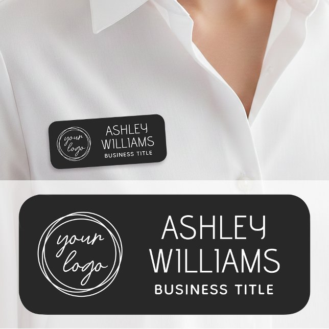 Custom Staff Name Badge with Logo Modern Black Namensschild (Von Creator hochgeladen)