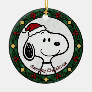 Custom Stained glass effect DOG'S name Christmas  Keramik Ornament