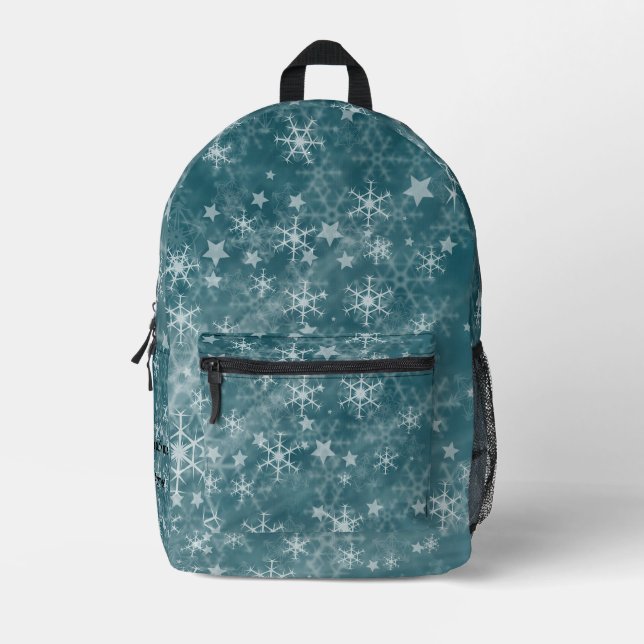 Custom Star Snowflake Navy Muster Ästhetik Bedruckter Rucksack (Vorderseite)