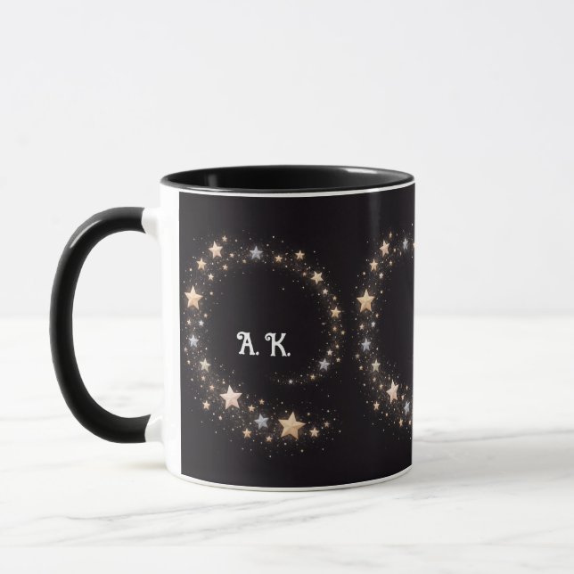 Custom Star Spiral Initials Gift Mug Tasse (Links)