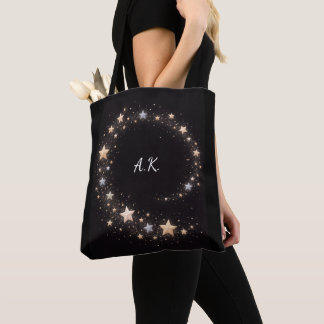 Custom Star Spiral Initials Gift Tote Bag Tasche