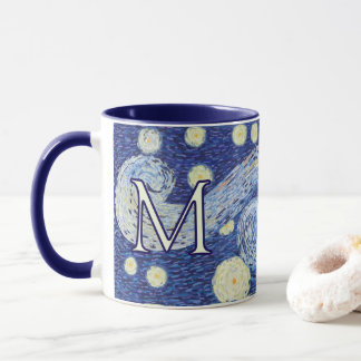 Custom Starry Night Monogram Vincent Van Gogh Art Tasse