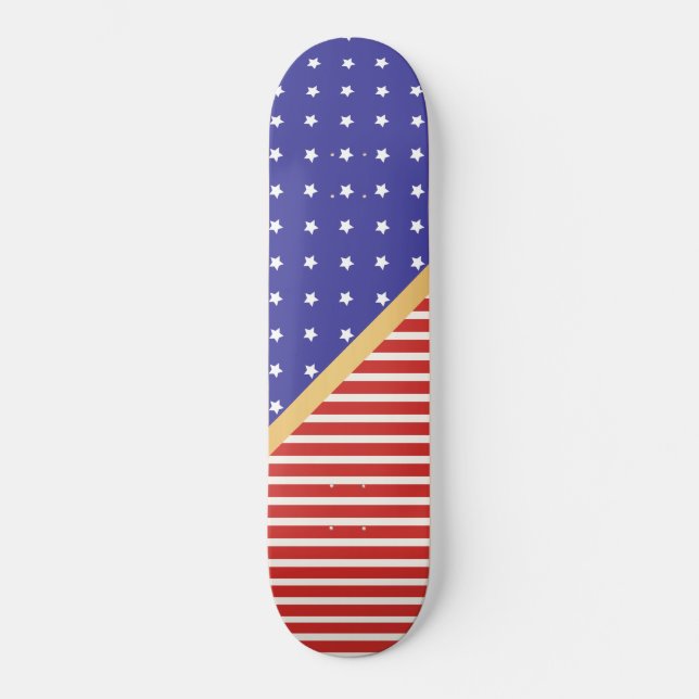 CUSTOM STARS & STRIPES RED SCHWARZ-WEISS PATTERN SKATEBOARD (Vorderseite)