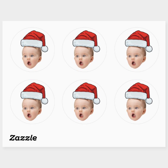 Custom Sticker Baby Face Foto Weihnachtsmannmütze  (Blatt)
