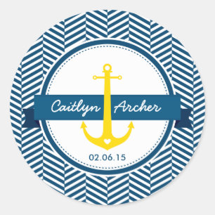 CUSTOM STICKER monogramme moderne ancre nautique