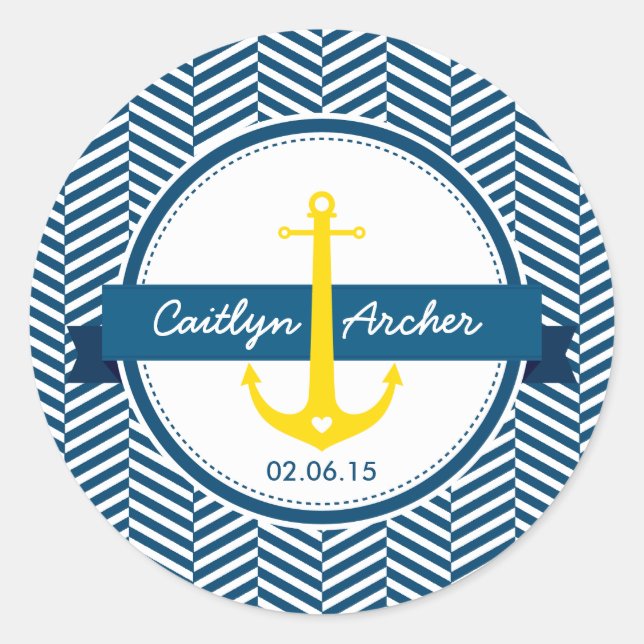 CUSTOM STICKER monogramme moderne ancre nautique (Devant)