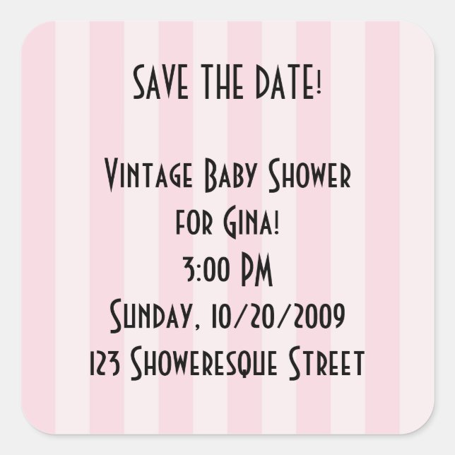 Custom Stickers - Retro Save the Date! Rosa Streif (Vorderseite)