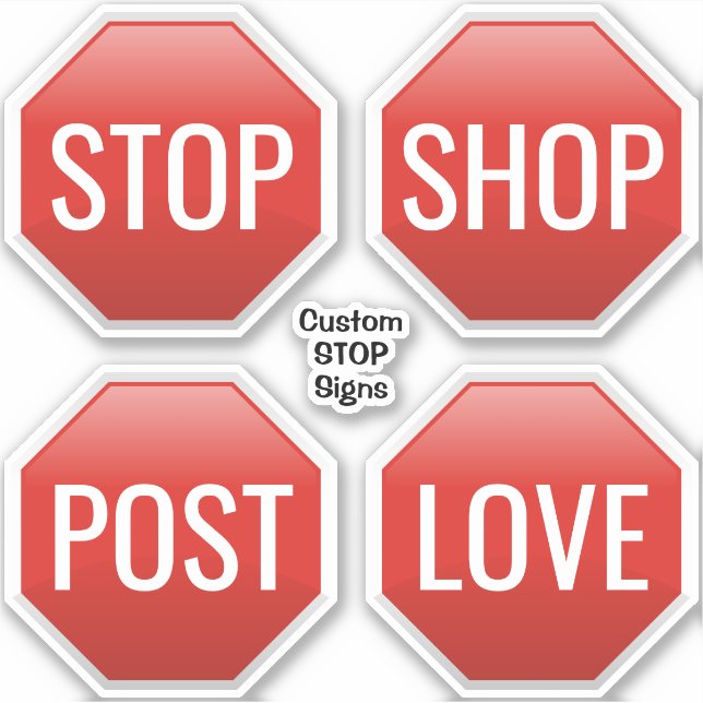 Custom STOP Sign Stickers Aufkleber (Vorderseite)