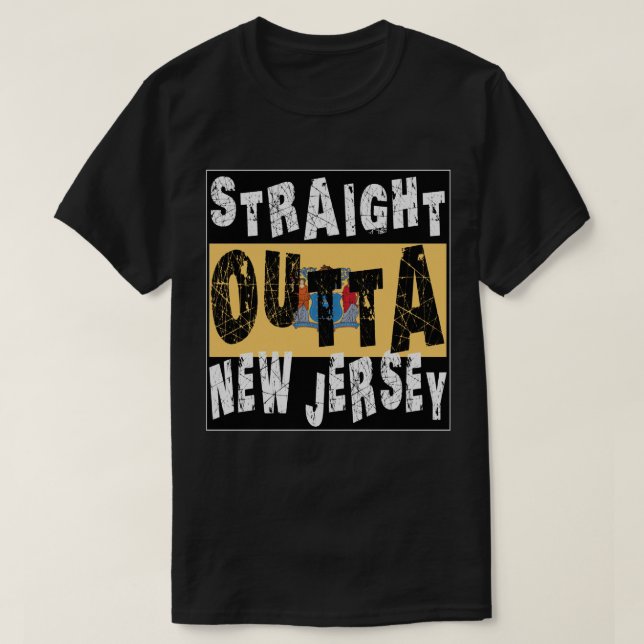 CUSTOM Straight Outta New Jersey Meme T-Shirt (Design vorne)