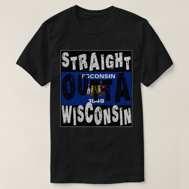 CUSTOM Straight Outta Wisconsin Meme T-Shirt (Design vorne)