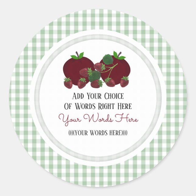 Custom Strawberry Apple Classic Round Sticker (Vorderseite)