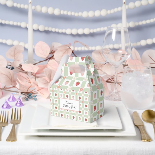 Custom Strawberry Gingham Birthday Geschenkschachtel (Hochzeit)