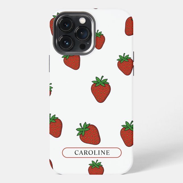 Custom Strawberry White iPhone 13 Pro Max Hülle (Rückseite)