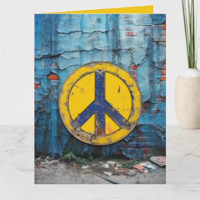 Custom Street Graffiti Peace Sign Blue Yellow Karte (Vorderseite)