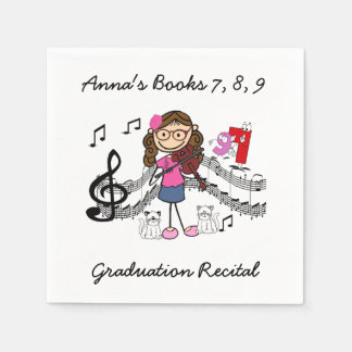 Custom Strichmännchen Violin Player Paper Napkins Serviette