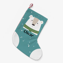 Custom Stylischer, moderner Polar Bär in Schneebla Kleiner Weihnachtsstrumpf