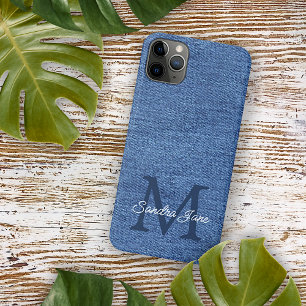 Custom Stylish Blue Jeans Denim Name On iPhone 16 Pro Max Hülle