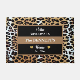 Custom Stylish Brown Schwarz-weiß Leopard Print Fußmatte