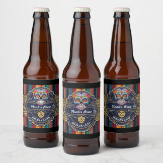 Custom Sugar Skull Mexican Cinco de Mayo Bierflaschenetikett