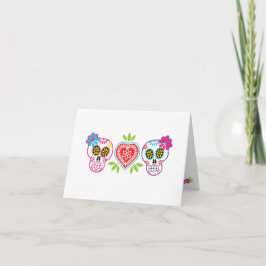 Custom Sugar Skulls and Flowers Note Card Karte