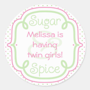 Custom Sugar und Spice Baby Duwer Twins Runder Aufkleber