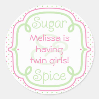 Custom Sugar und Spice Baby Duwer Twins Runder Aufkleber