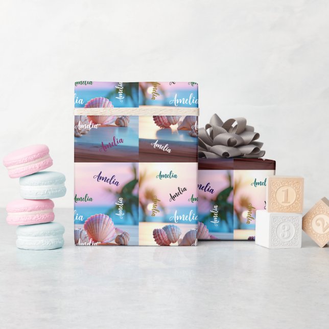 Custom Summer Beach Elegant Geschenkpapier (Babyparty)