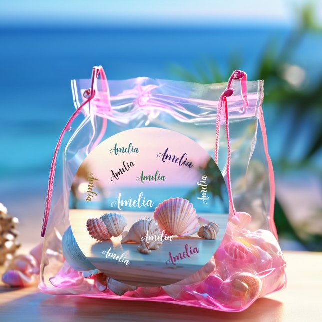 Custom Summer Beach Elegant Runder Aufkleber (Von Creator hochgeladen)