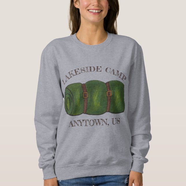 Custom Summer Camp Sleeping Bag Roll Camping Sweatshirt (Vorderseite)