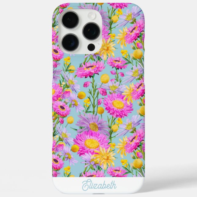 Custom Summer Hütte Garden Blue iPhone 16 Pro Max Hülle (Rückseite)
