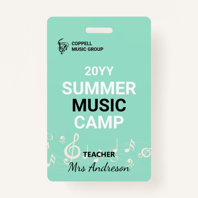 Custom Summer Music Camp Lehrer-ID-Abzeichen Ausweis (Vorderseite)