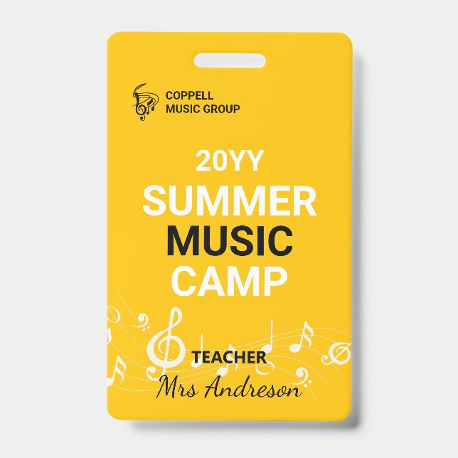 Custom Summer Music Camp Lehrer-ID-Abzeichen Ausweis (Vorderseite)
